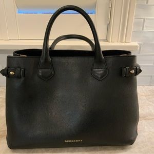 Burberry Black leather top handle bag.